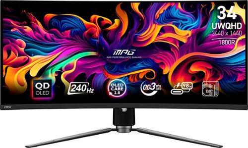 MSI - MPG341CQPXQDOLED 34" Curved OLED QHD 240Hz 0.03ms Adaptive Sync Gaming Monitor with HDR400 (DisplayPort, HDMI, USB-C) - Black