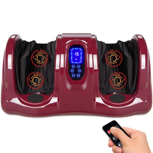 Best Choice Products - Therapeutic Kneading & Rolling Shiatsu Foot Massager w/ High Intensity Rollers, Remote - Burgundy-Front_Standard 