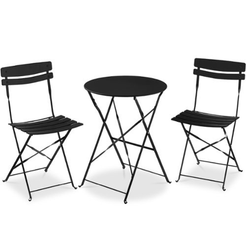 Best Choice Products - 3-Piece Small Bistro Set, Folding Patio Furniture Set of 2 Chairs and Table - Black-Front_Standard 
