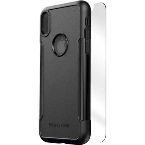 SaharaCase - Classic Case with Glass Screen Protector for Apple iPhone X and XS - Black-Front_Standard 
