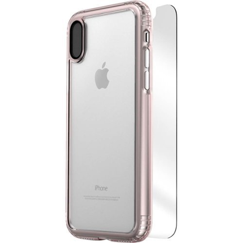 SaharaCase - Clear Case with Glass Screen Protector for Apple iPhone X and XS - Rose Gold