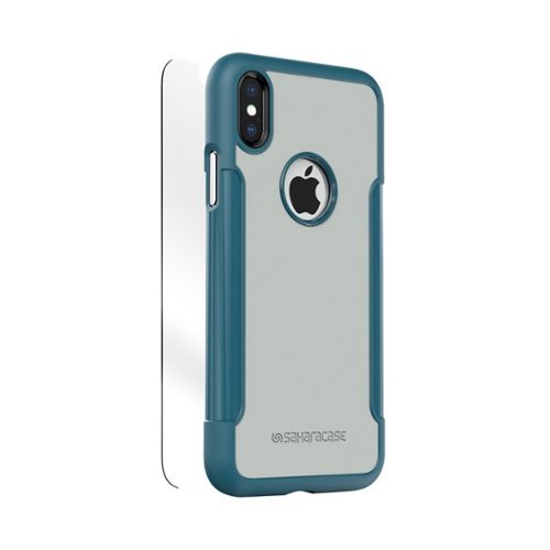 SaharaCase - Classic Case with Glass Screen Protector for Apple® iPhone® X - Gray/Blue-Front_Standard 