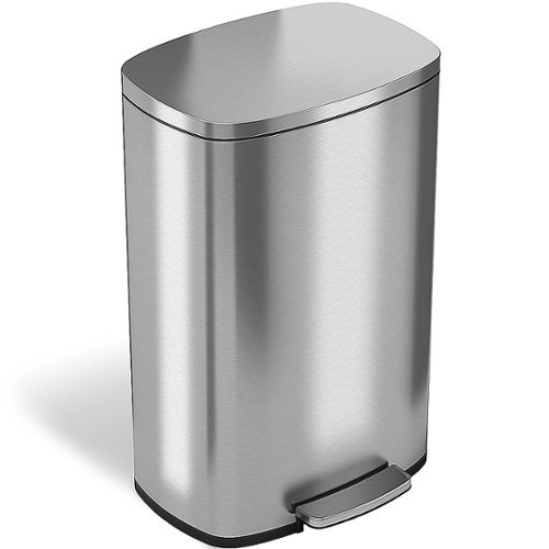 Halo - Premium Stainless Steel 13.2 Gallon Step Pedal Trash Can with AbsorbX Odor Control System & Removable Inner Bucket - Stainless steel