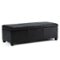 Simpli Home - Avalon Rectangular Polyurethane Faux Leather Ottoman With Inner Storage - Midnight Black-Front_Standard