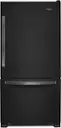 Front. Whirlpool - 22 Cu. Ft. Bottom-Freezer Refrigerator with SpillGuard Glass Shelves - Black Stainless.