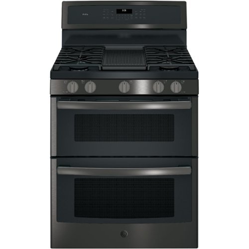 GE Profile - 6.8 Cu. Ft. Freestanding Double Oven Gas Convection Range - Black stainless steel