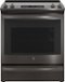 GE - 5.3 Cu. Ft. Slide-In Electric Convection Range - Black Stainless Steel-Front_Standard
