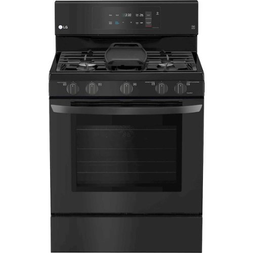 LG - 5.4 Cu. Ft. Freestanding Gas Convection Range - Matte Black Stainless Steel-Front_Standard 