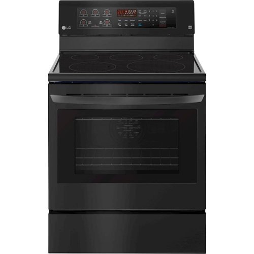 LG - 6.3 Cu. Ft. Freestanding Electric Convection Range - Matte Black Stainless Steel-Front_Standard 