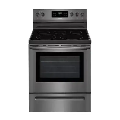 Front. Frigidaire - 5.3 Cu. Ft. Self-Cleaning Freestanding Electric Range - Black Stainless Steel.