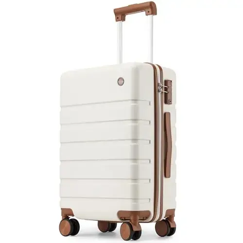 Front. Vulpecula Spade - Carry on Luggage Suitcase, 22x14x9 Airline Approved 20 Inch Hardside Carry-on Luggage with Spinner Wheels, Hard Shell - White.