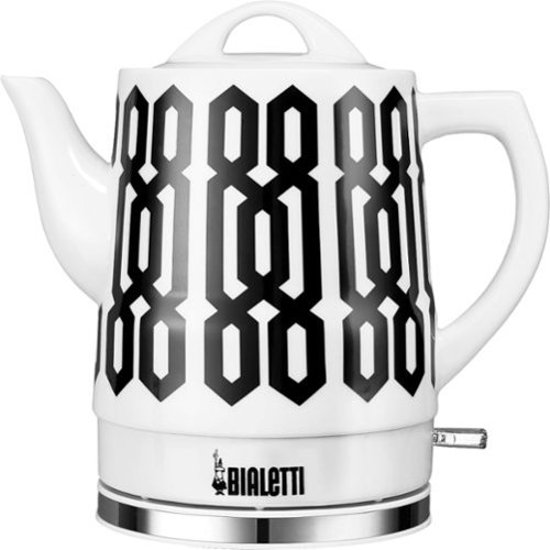 Bialetti - 1.5L Ceramic Kettle White with Geo Pattern - White/Black-Front_Standard 