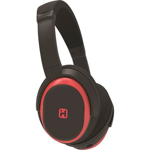 iHome - iB98 Wireless Noise Cancelling Over-the-Ear Headphones - Black With Red Trim-Front_Standard 