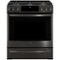 GE - 5.6 Cu. Ft. Slide-In Gas Convection Range - Black Stainless Steel-Front_Standard