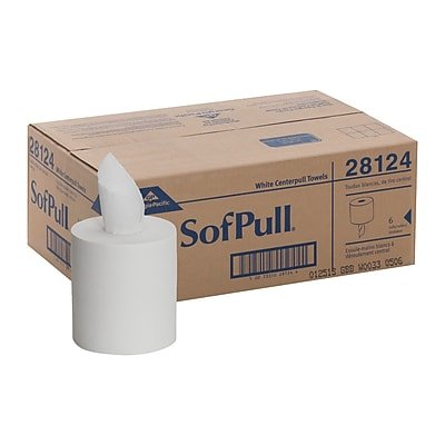 SofPull - Centerpull Paper Towels, 1-ply, 320 Sheets/Roll, 6 Rolls/Pack (28124) - White