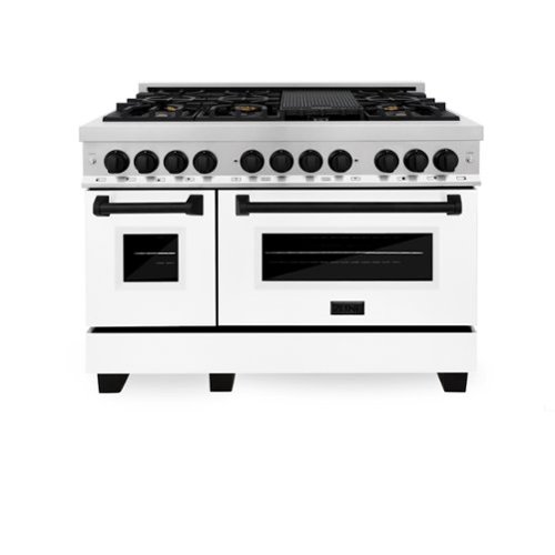 ZLINE - Autograph 48" Legacy Dual Fuel Range w/ 7 Burners & White & Black Accents (RAZ-WM-48-MB) - Stainless Steel-Front_Standard 