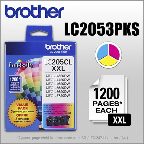  Brother - LC2053PKS XXL Super High-Yield 3-Pack Ink Cartridges - Cyan/Magenta/Yellow - Cyan/Magenta/Yellow