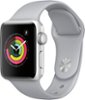 Geek Squad Certified Refurbished Apple Watch Series 3 (GPS) 38mm Silver Aluminum Case with Fog Sport Band - Silver Aluminum - (2017)-Angle_Standard