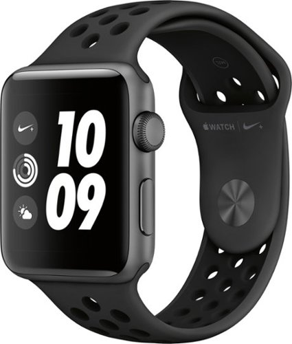 Geek Squad Cert Refurb Apple Watch Nike+ Series 3 (GPS) 42mm Space Gray Alum. Case w/Anthracite/Black Nike Sport Band - Space Gray - (2015)-Angle_Standard 