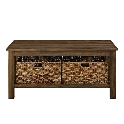 Walker Edison - 40" Wood Storage Coffee Table with Totes - Dark Walnut-Front_Standard 