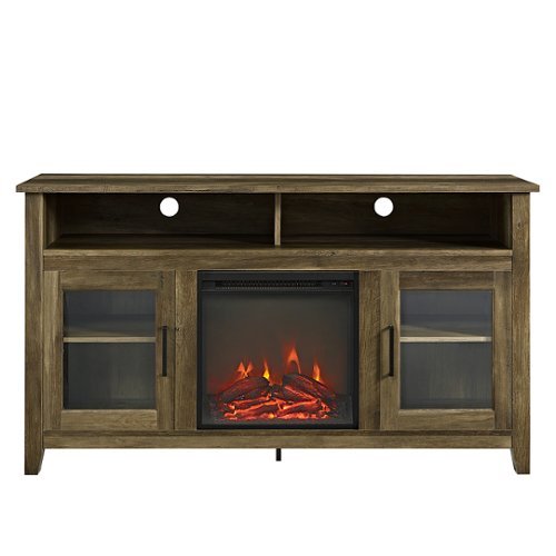 Walker Edison - Tall Fireplace Cabinet TV Stand for Most Flat-Panel TVs Up to 65" - Rustic Oak-Front_Standard 