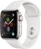 Apple Watch Series 4 (GPS + Cellular) 40mm Stainless Steel Case with White Sport Band - Stainless Steel - (2018)-Left_Standard