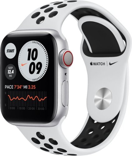 Apple Watch Nike Series 6 (GPS + Cellular) 40mm Silver Aluminum Case with Pure Platinum/Black Nike Sport Band - Silver