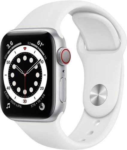 Apple Watch Series 6 (GPS + Cellular) 40mm Silver Aluminum Case with White Sport Band - Silver
