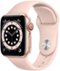 Apple Watch Series 6 (GPS + Cellular) 40mm Gold Aluminum Case with Pink Sand Sport Band - Gold-Front_Standard 