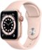 Apple Watch Series 6 (GPS + Cellular) 40mm Gold Aluminum Case with Pink Sand Sport Band - Gold - (2020)-Front_Standard
