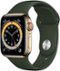 Apple Watch Series 6 (GPS + Cellular) 40mm Gold Stainless Steel Case with Cyprus Green Sport Band - Gold-Front_Standard 