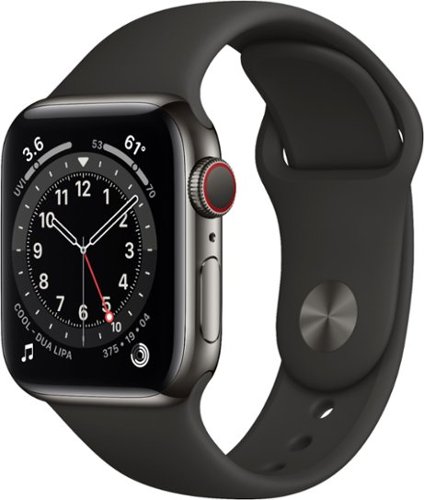 Apple Watch Series 6 (GPS + Cellular) 40mm Graphite Stainless Steel Case with Black Sport Band - Silver