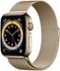 Apple Watch Series 6 (GPS + Cellular) 44mm Stainless Steel Case with Gold Milanese Loop - Gold - (2020)-Front_Standard