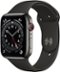 Apple Watch Series 6 (GPS + Cellular) 44mm Graphite Stainless Steel Case with Black Sport Band - Space Gray - (2020)-Front_Standard