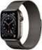 Apple Watch Series 6 (GPS + Cellular) 44mm Graphite Stainless Steel Case with Graphite Milanese Loop - Silver-Front_Standard 