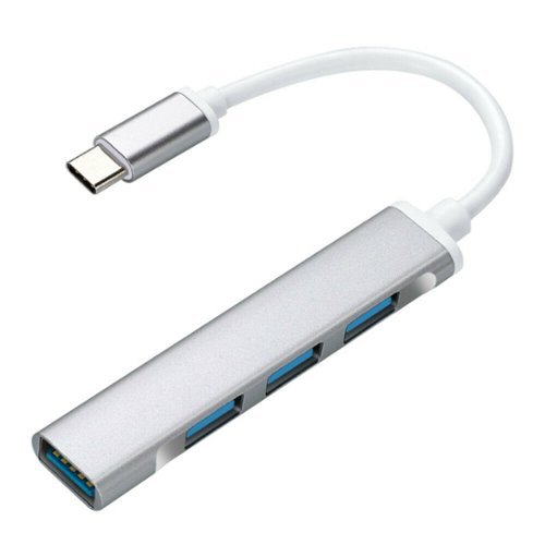 Sanoxy - USB-C Type C to USB 3.0 4 Port Hub Splitter - Silver-Front_Standard 