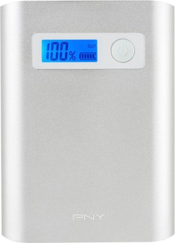 PNY - PowerPack AD10400 10,400 mAh Portable Charger for Most USB-Enabled Devices - Silver-Front_Standard 
