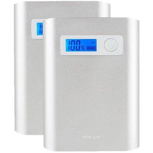 PNY - PowerPack AD10400 10,400 mAh Portable Charger for Most USB-Enabled Devices - Silver-Front_Standard 
