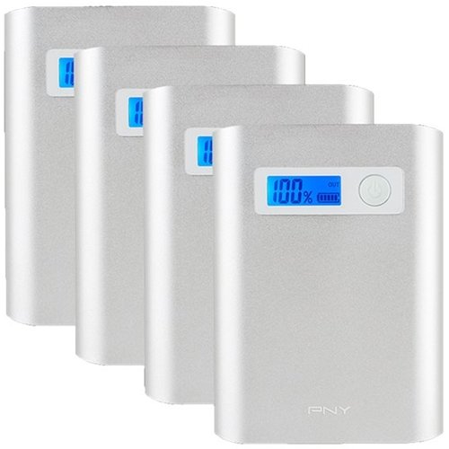 PNY - PowerPack AD10400 10,400 mAh Portable Charger for Most USB-Enabled Devices - Silver-Front_Standard 