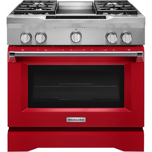 KitchenAid - 5.1 Cu. Ft. Self-Cleaning Freestanding Dual Fuel Convection Range - Signature Red-Front_Standard 
