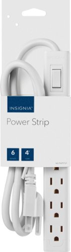 Insignia™ 6-Outlet Power Strip - White WORLDWIDE DELIVERY