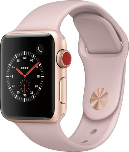 GS Cert Refurb Apple Watch Series 3 (GPS + Cell), 38mm Gold Aluminum Case w Pink Sand Sport Band Gold Aluminum 2017 - Gold Aluminum - (2017)-Angle_Standard 
