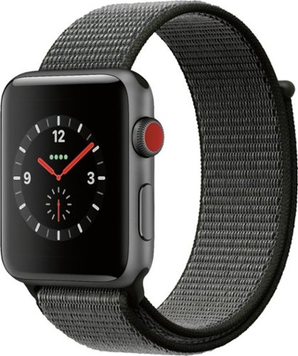 Geek Squad Certified Refurbished Apple Watch Series 3 (GPS + Cellular) 42mm with Dark Olive Sport Loop - Space Gray - (2017)-Angle_Standard 