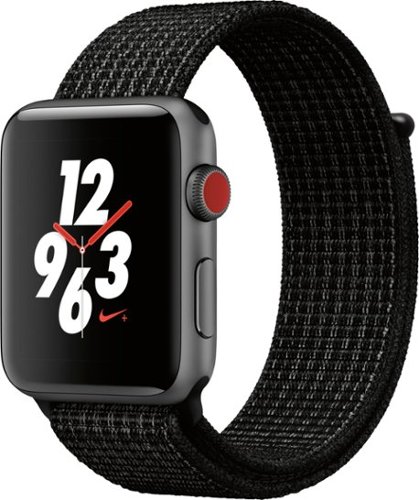 GS Cert Refurb Apple Watch Nike+ Series 3 GPS + Cell 42mm Space Gray Alum w Pure Plat Nike Sport Loop 2017 - Space Gray - (2017)-Angle_Standard 