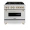 ZLINE - Autograph 36 in. Legacy Dual Fuel Range in Satin Steel & Gold Accents (RASZ-SN-36-G) - Stainless Steel-Front_Standard