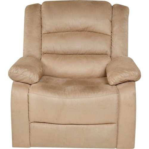 Relaxzen - Rocker Recliner with Massage, Heat and Dual USB - Beige-Front_Standard 