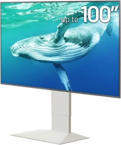 WALL - V4 – Sleek Shallow Floor TV Stand for Extra Large 50-100 Inch, for Living Room and Bedroom, Japan-Engineered Design - Satin White-Front_Standard 