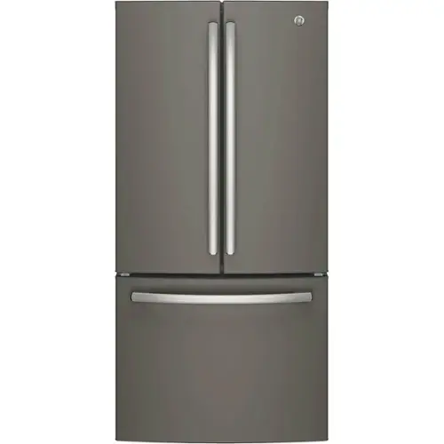 Front. GE - 18.6 Cu. Ft. French Door Counter-Depth Refrigerator - Slate.
