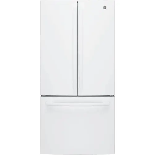 Front. GE - 18.6 Cu. Ft. French Door Counter-Depth Refrigerator - High Gloss White.