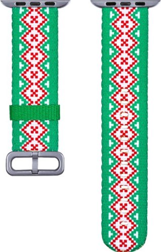 Dynex™ - Holiday Sweater Nylon Band for Apple Watch® 42mm and 44mm - Green/Red/White